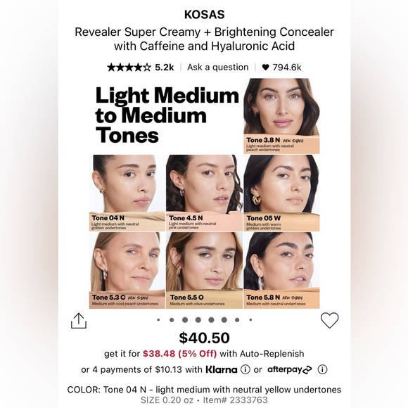 Kosas Revealer super creamy+brightening concealer with caffeine&hyaluronic acid - Picture 6 of 6
